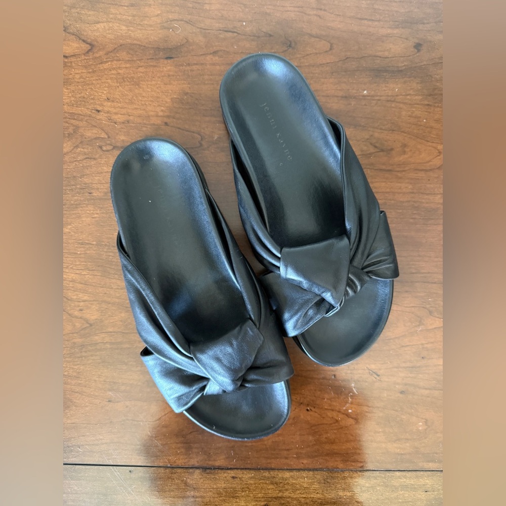 Jenni Kayne Black Leather Knot Slide Sandals